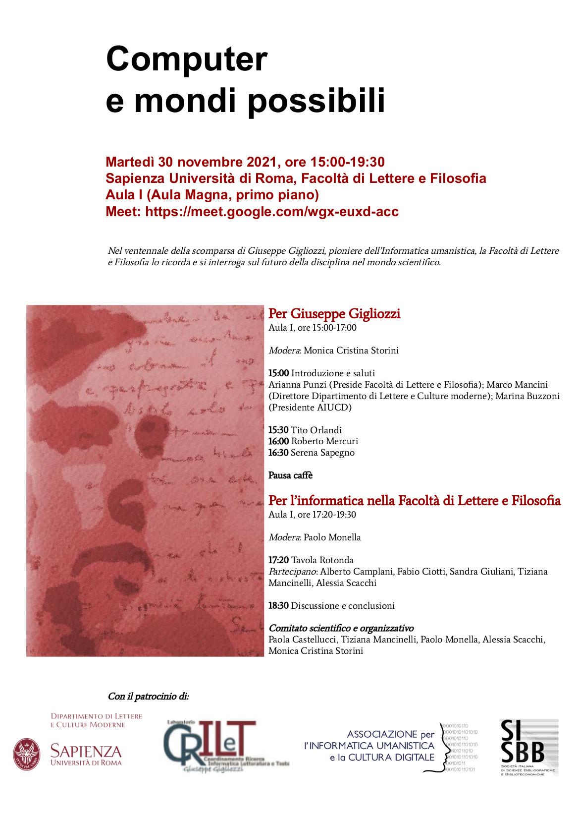 Giornata di studi per G. Gigliozzi “Computer e mondi possibili”